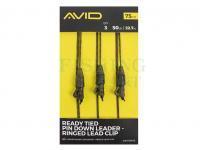 Avid Carp Ready Tied Pin Down Leader- Ringed Lead Clip 75cm 50lb 22.7kg 3pcs