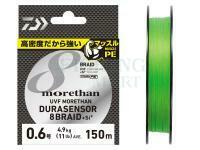 Plecionka Daiwa UVF Morethan Dura Sensor X8 + Si2 Lime Green 150m #0.6