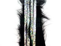 Hareline Zonkery z królika Bling Rabbit Strips - Black with Holo Silver Accent