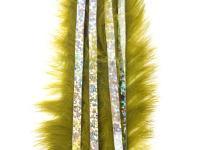 Hareline Zonkery z królika Bling Rabbit Strips - Olive with Holo Silver Accent